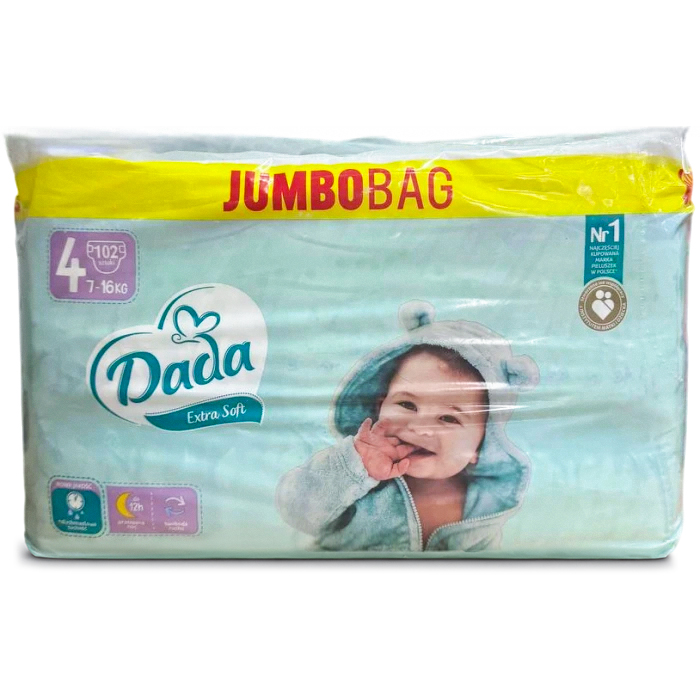 Підгузки дитячі Dada Extra Soft, розмір 4 (7–16 кг), 102 шт - 